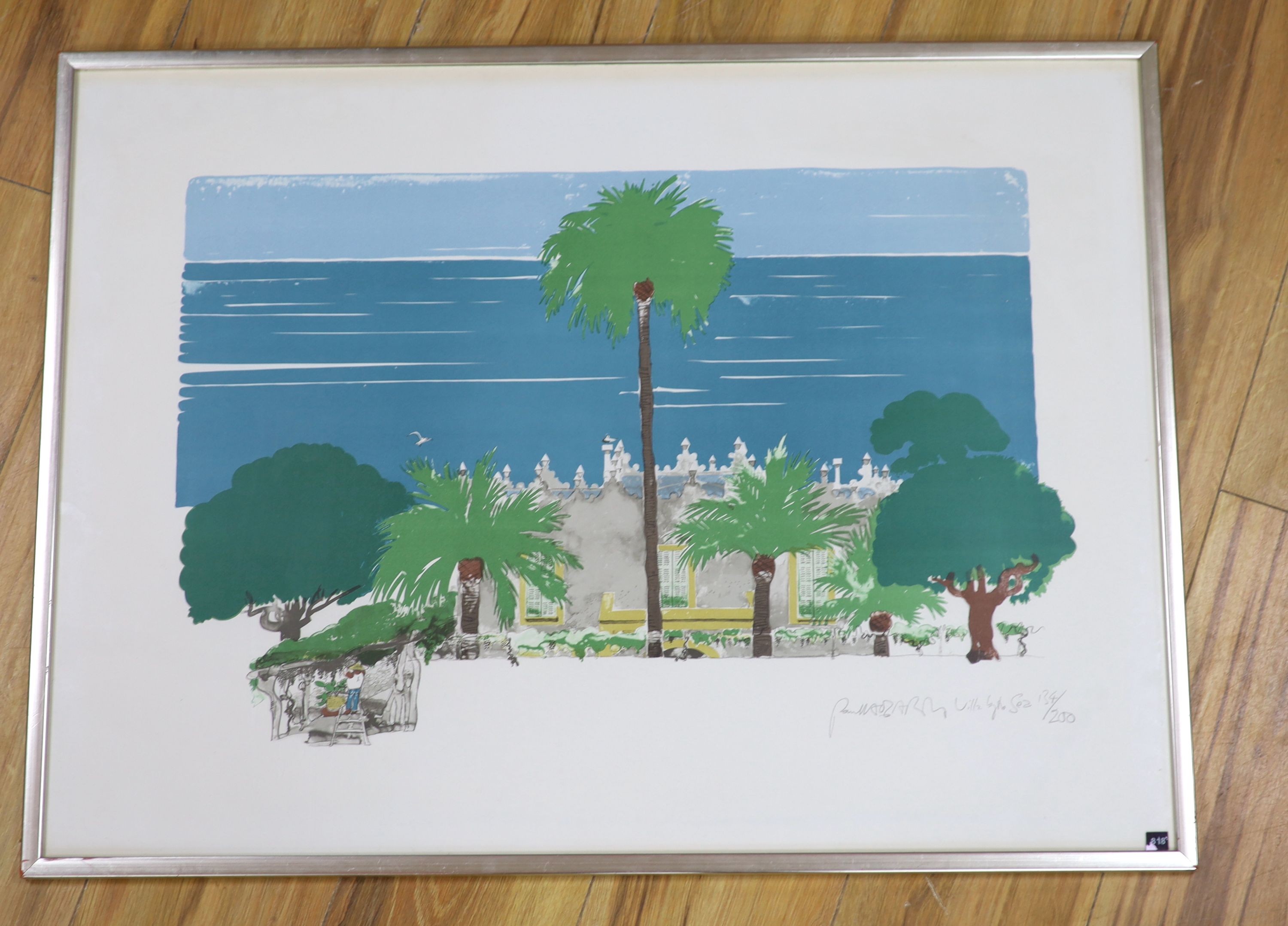 Paul Hogarth (1917-2001), lithograph, 'Villa by the sea', signed in pencil, 134/200, 55 x 75cm